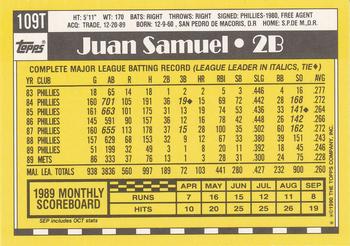 Juan Samuel  baseball card collectible - Main Image 2