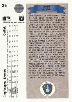 Greg Vaughn  baseball card collectible - Main Image 2