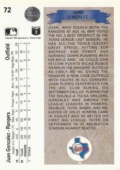 Juan Gonzalez  baseball card collectible - Main Image 2