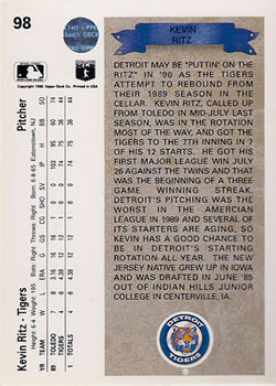 Kevin Ritz  baseball card collectible - Main Image 2