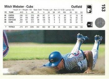 Mitch Webster  baseball card collectible - Main Image 2