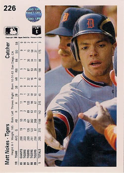Matt Nokes  baseball card collectible - Main Image 2