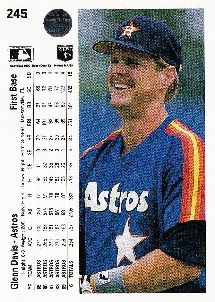 Glenn Davis  baseball card collectible - Main Image 2