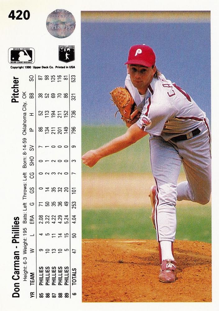 Don Carman  baseball card collectible - Main Image 2