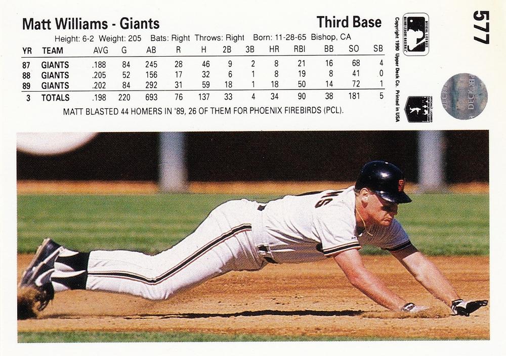 Matt Williams  baseball card collectible - Main Image 2