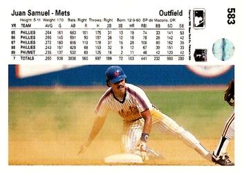 Juan Samuel  baseball card collectible - Main Image 2