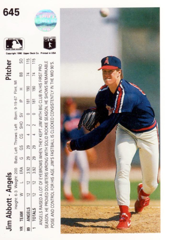 Jim Abbott  baseball card collectible - Main Image 2