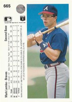 Mark Lemke  baseball card collectible - Main Image 2