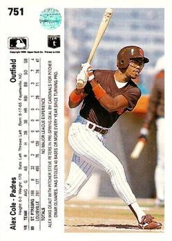 Alex Cole  baseball card collectible - Main Image 2