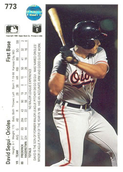 David Segui  baseball card collectible - Main Image 2