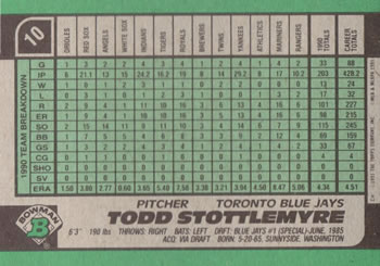 Todd Stottlemyre  baseball card collectible - Main Image 2