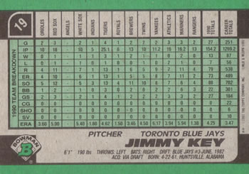 Jimmy Key  baseball card collectible - Main Image 2