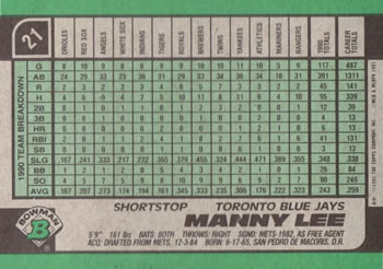 Manny Lee  baseball card collectible - Main Image 2