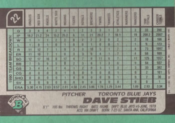 Dave Stieb  baseball card collectible - Main Image 2