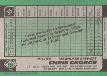 Chris George  baseball card collectible - Main Image 2