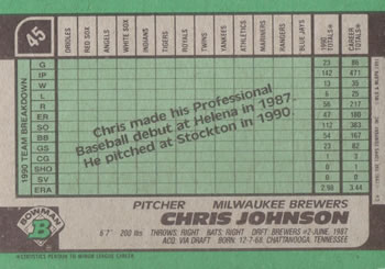 Chris Johnson  baseball card collectible - Main Image 2