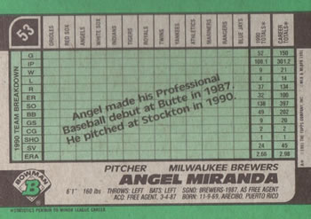 Angel Miranda  baseball card collectible - Main Image 2