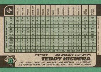 Teddy Higuera  baseball card collectible - Main Image 2