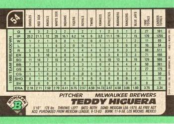 Teddy Higuera  baseball card collectible - Main Image 2