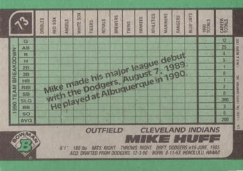 Mike Huff  baseball card collectible - Main Image 2