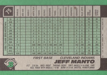 Jeff Manto  baseball card collectible - Main Image 2