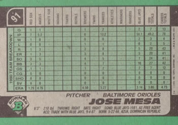 Jose Mesa  baseball card collectible - Main Image 2