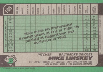 Mike Linskey  baseball card collectible - Main Image 2