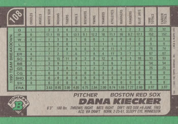 Dana Kiecker  baseball card collectible - Main Image 2