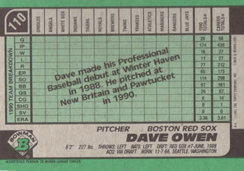 Dave Owen  baseball card collectible - Main Image 2