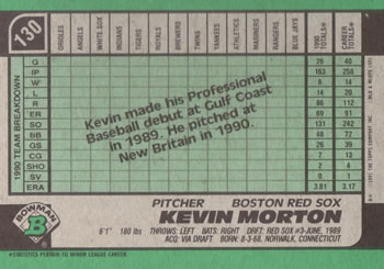 Kevin Morton  baseball card collectible - Main Image 2