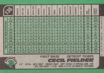 Cecil Fielder  baseball card collectible - Main Image 2