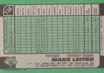 Mark Leiter  baseball card collectible - Main Image 2