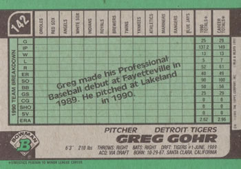 Greg Gohr  baseball card collectible - Main Image 2