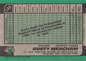 Rusty Meacham  baseball card collectible - Main Image 2