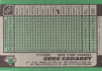 Greg Cadaret  baseball card collectible - Main Image 2