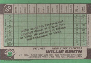 Willie Smith  baseball card collectible - Main Image 2