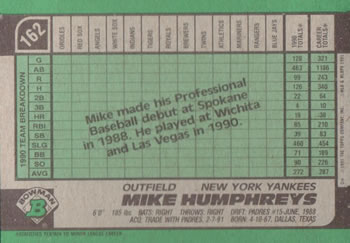 Mike Humphreys  baseball card collectible - Main Image 2