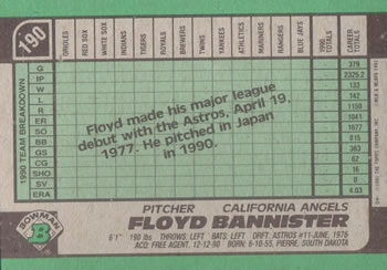 Floyd Bannister  baseball card collectible - Main Image 2
