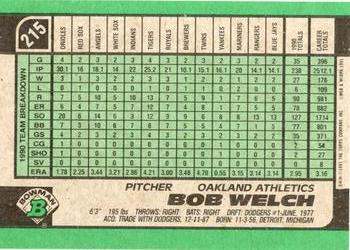 Bob Welch  baseball card collectible - Main Image 2