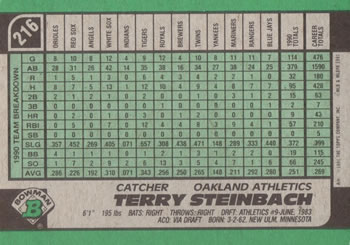 Terry Steinbach  baseball card collectible - Main Image 2