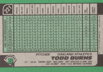 Todd Burns  baseball card collectible - Main Image 2