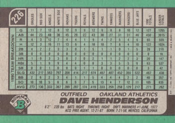 Dave Henderson  baseball card collectible - Main Image 2