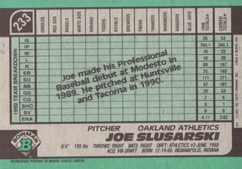 Joe Slusarski  baseball card collectible - Main Image 2