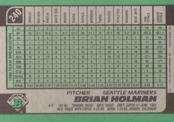 Brian Holman  baseball card collectible - Main Image 2