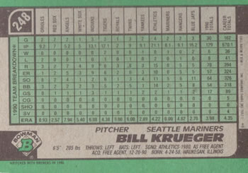 Bill Krueger  baseball card collectible - Main Image 2