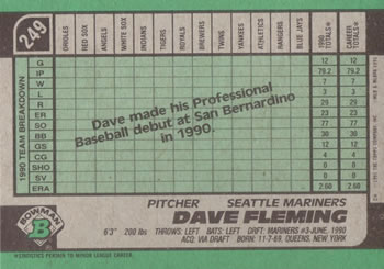 Dave Fleming  baseball card collectible - Main Image 2