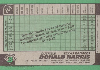 Donald Harris  baseball card collectible - Main Image 2