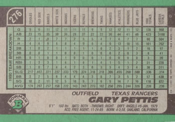 Gary Pettis  baseball card collectible - Main Image 2