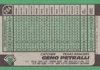 Geno Petralli  baseball card collectible - Main Image 2