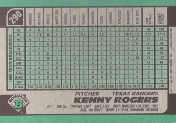 Kenny Rogers  baseball card collectible - Main Image 2